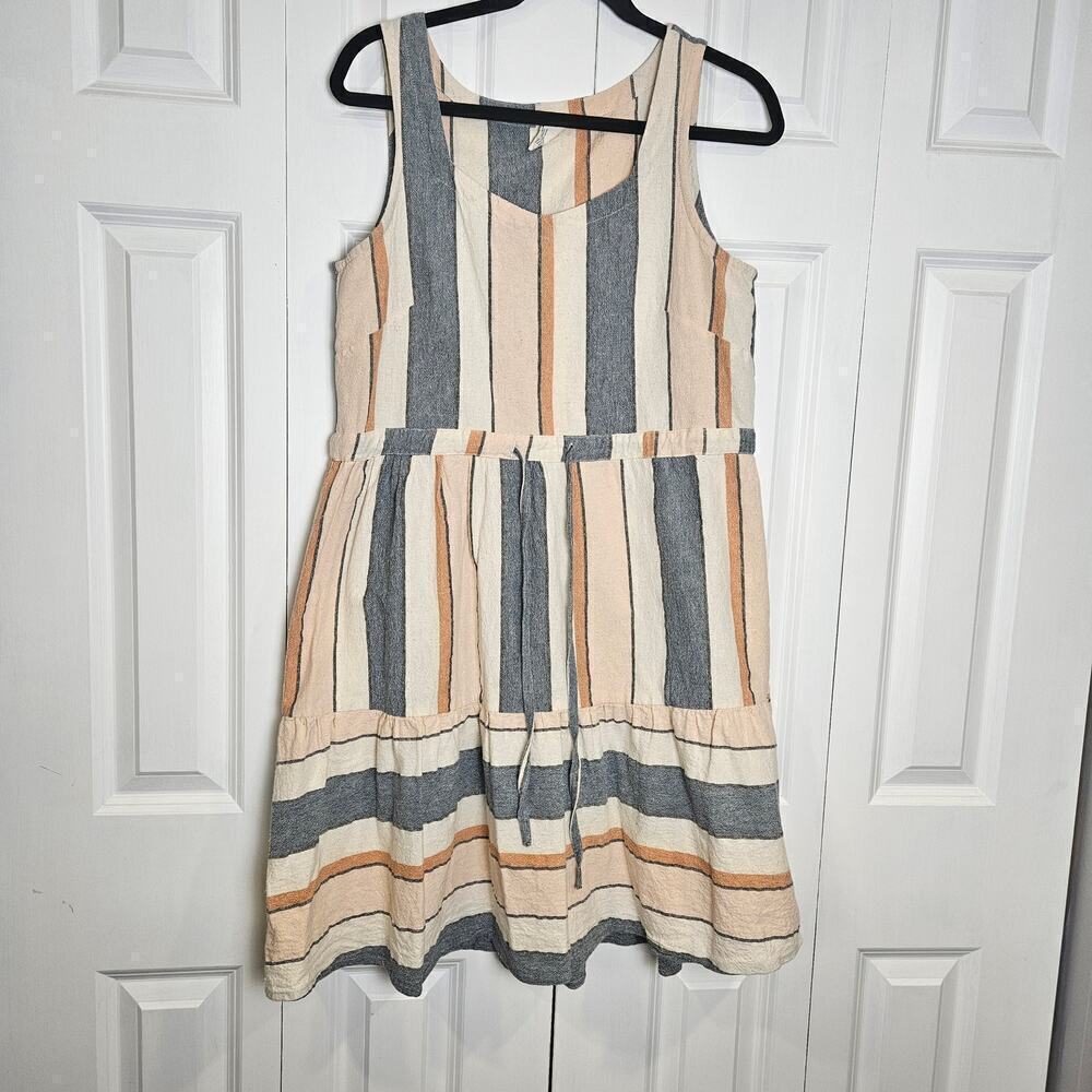 Mata Traders Mondrian Dress Pastel Stripes Tie Waist Large